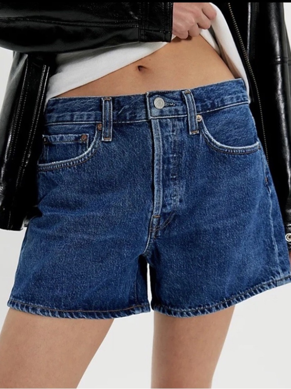 NWT! AGOLDE Parker Long Denim Jean Shorts Sz 27 Enamour Wash 4” Inseam Loose Fit